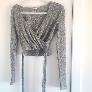 Grey wrap around top